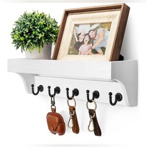 Key and Mail Holder for Wall with Floating Shelf : Decorative Hanging Organizer